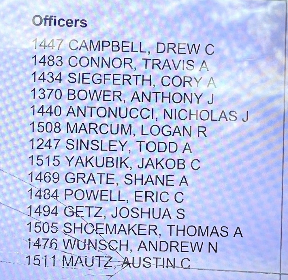 Matthew Deem was brutalized by Ohio State Patrol + Akron Police on January 18, 2021. They claimed he brandished a knife but that was a lie to cover up their brutality.
2 of Jayland Walker's APD killers were involved
1434 Cory A Siegferth
1494 Joshua S Getz
list of 14 APD involved