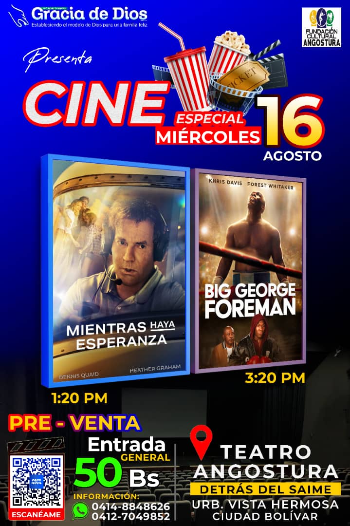 Pregunta sin compromiso tenemos venta  onlineLink para comprar entradas para el cine el 16 de agosto en el Teatro Angostura:

forms.gle/uygQYnz3gkprok…