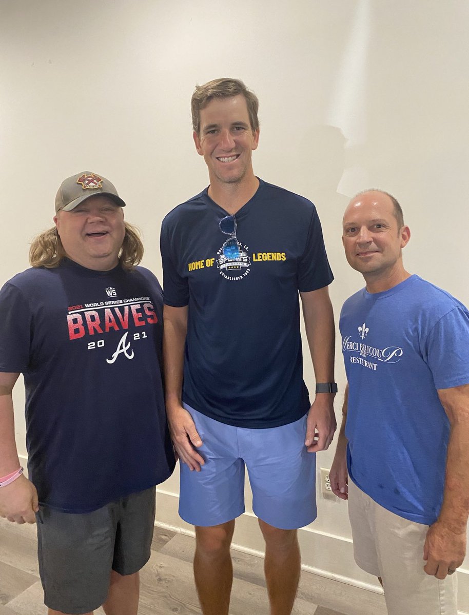 LiLHulk's tweet photo. Great breakfast this morning @MerciBeaucoupLa with the 2023 La Hall of Fame inductees! @LaSportsHall @EliManning @DavisWendell @RonsWashington @MPGodfrey60 https://t.co/G6iBLgVhIe