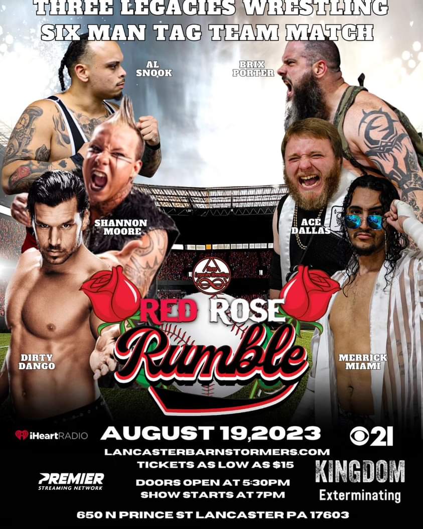 3Legacies's tweet photo. August 19, Red Rose Rumble. Biggest Show of the Year. MORE Matches to be announced THIS Weekend. Tickets available at https://t.co/2e6oFQ3xrR https://t.co/5vfp0K8fv3