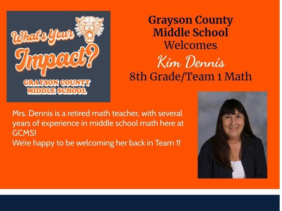 Welcome back to GCMS, Mrs. Dennis! #GCMSImpact