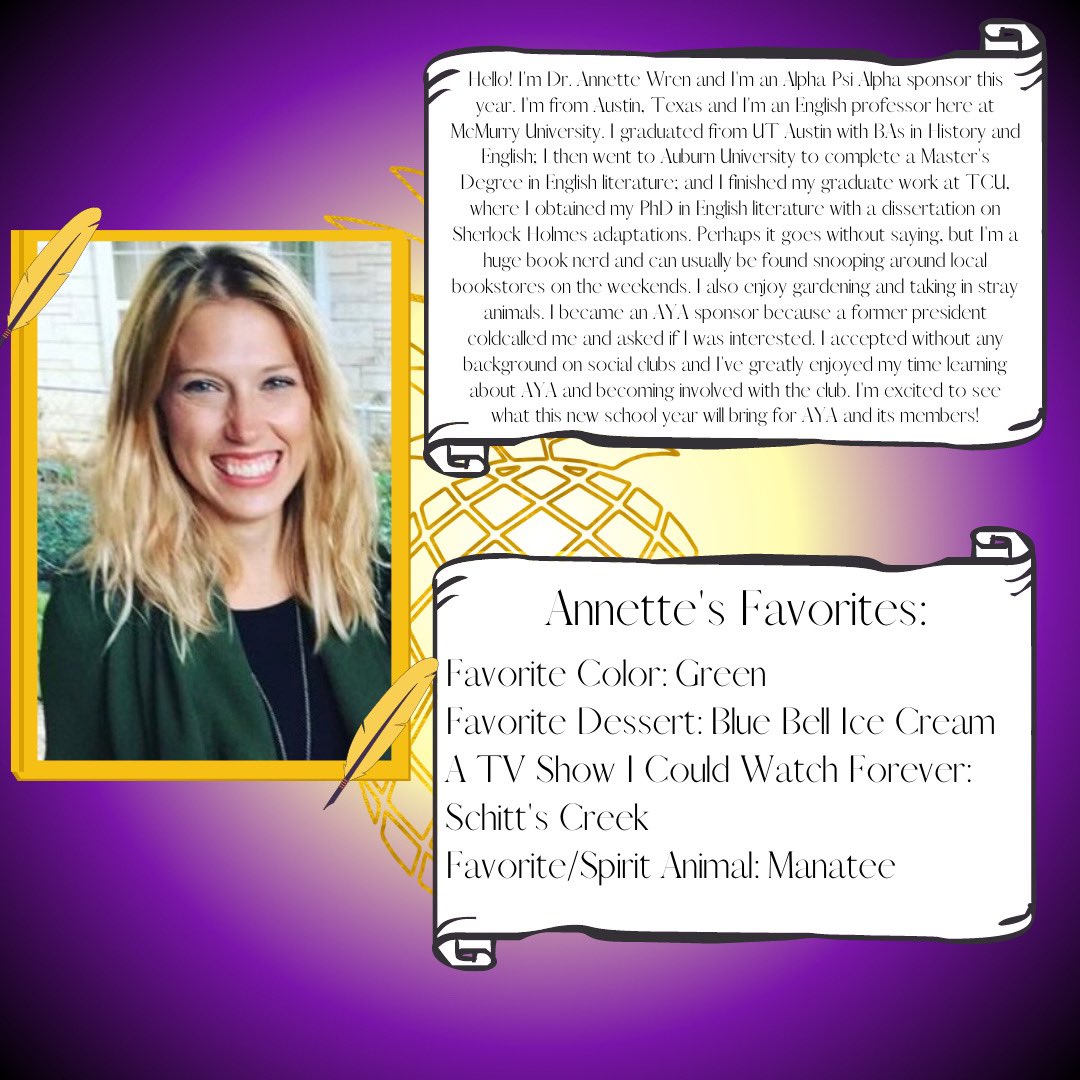 AlphaPsiQueens's tweet photo. Next up, we have our 2023-24 Sponsor: Annette Wren!👑 https://t.co/zbqhXalcEf