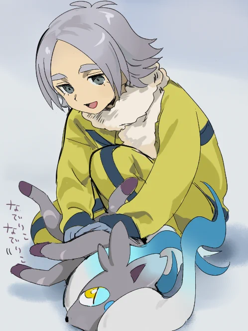 >>ヒスイ色違いゾロア&ポケモントレーナー風未統合無印吹雪くんのじゃれあい