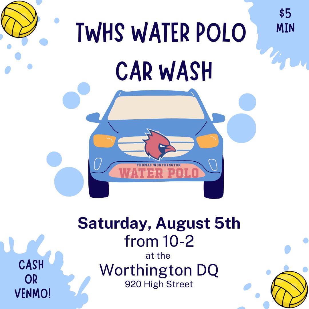 Olivia (@coach_olivia) on Twitter photo Car wash to support TWHS Water polo next Saturday!! Venmo @ twhsboysandgirlswaterpolo if you want to donate but can’t make it! <a href="/CardsPolo/">TW Girls Water Polo</a> <a href="/Cardinal_Polo/">TWHS Boys Water Polo</a> <a href="/TWHSAthletics/">TWHS Athletics</a> <a href="/wcsdistrict/">Worthington Schools</a> <a href="/OhioWaterPolo/">OhioWaterPolo</a> Car wash to support TWHS Water polo next Saturday!! Venmo @ twhsboysandgirlswaterpolo if you want to donate but can’t make it! <a href="/CardsPolo/">TW Girls Water Polo</a> <a href="/Cardinal_Polo/">TWHS Boys Water Polo</a> <a href="/TWHSAthletics/">TWHS Athletics</a> <a href="/wcsdistrict/">Worthington Schools</a> <a href="/OhioWaterPolo/">OhioWaterPolo</a>