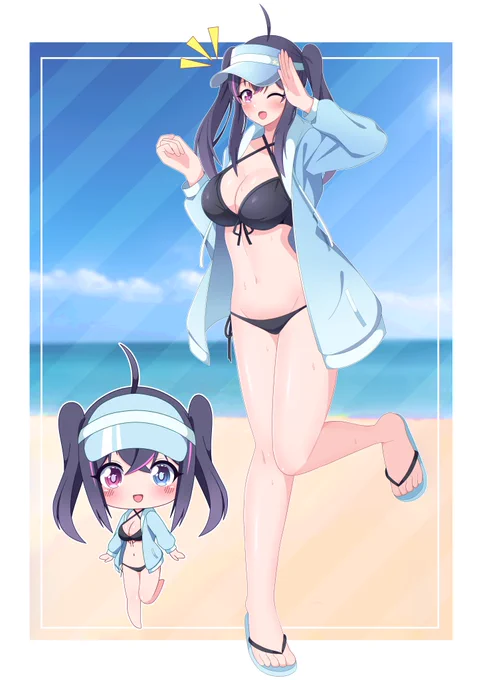 水着の叶恵ちゃん、夏の海に参上! #うちの子 #うちよその子サマー