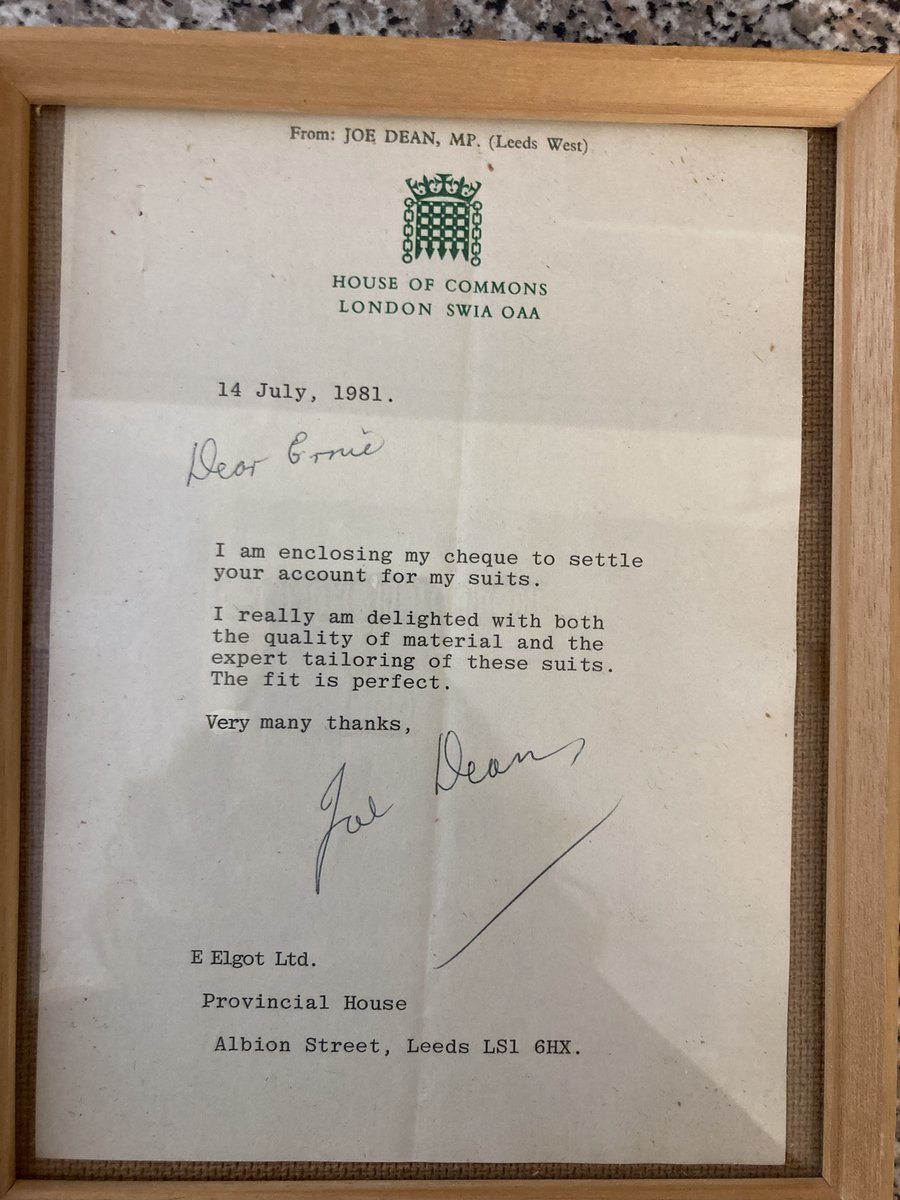 jessicaelgot's tweet image. Clearing out my grandparents flat this weekend and coming across these treasures - thank you cards from Denis Healey and Leeds MP Joe Dean - my grandfather made their suits. He was so proud of that.