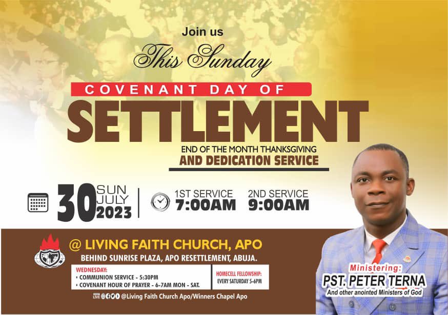 WinnersApo's tweet photo. 📢 Join us *this Sunday* 30th July 2023, for a glorious time of worship and thanksgiving on our **COVENANT DAY OF SETTLEMENT, END OF THE MONTH THANKSGIVING & DEDICATION SERVICE**
#CovenantDayOfSettlement #ThanksgivingService #DedicationService
#LFCAPO #CovenantHighways https://t.co/ywgeWY1Xwn