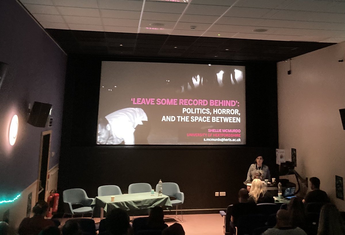 Ending the Fear2000 proceedings on a fantastic high, we’ve got <a href="/horrorshow___/">Shellie McMurdo</a>  keynoting on the politics of independent found footage horror films @SHUfear2000 #Fear2000
