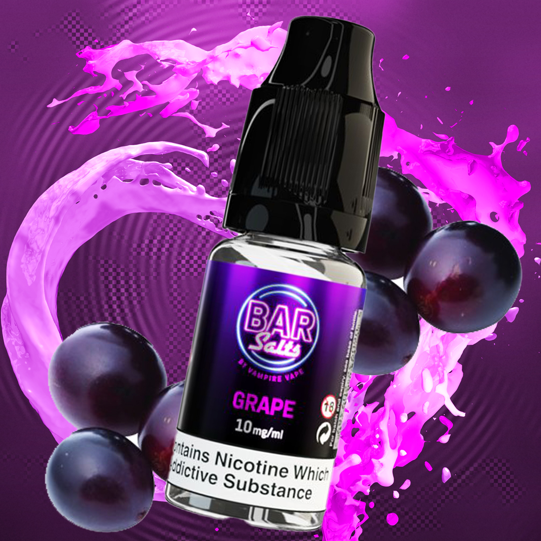 🍇 Bar Salts by Vampire Vape: Grape Flavor! 🍇

#BarSalts #VampireVape #GrapeFlavor #VapeExperience #NicotineSalts #VapingDelight