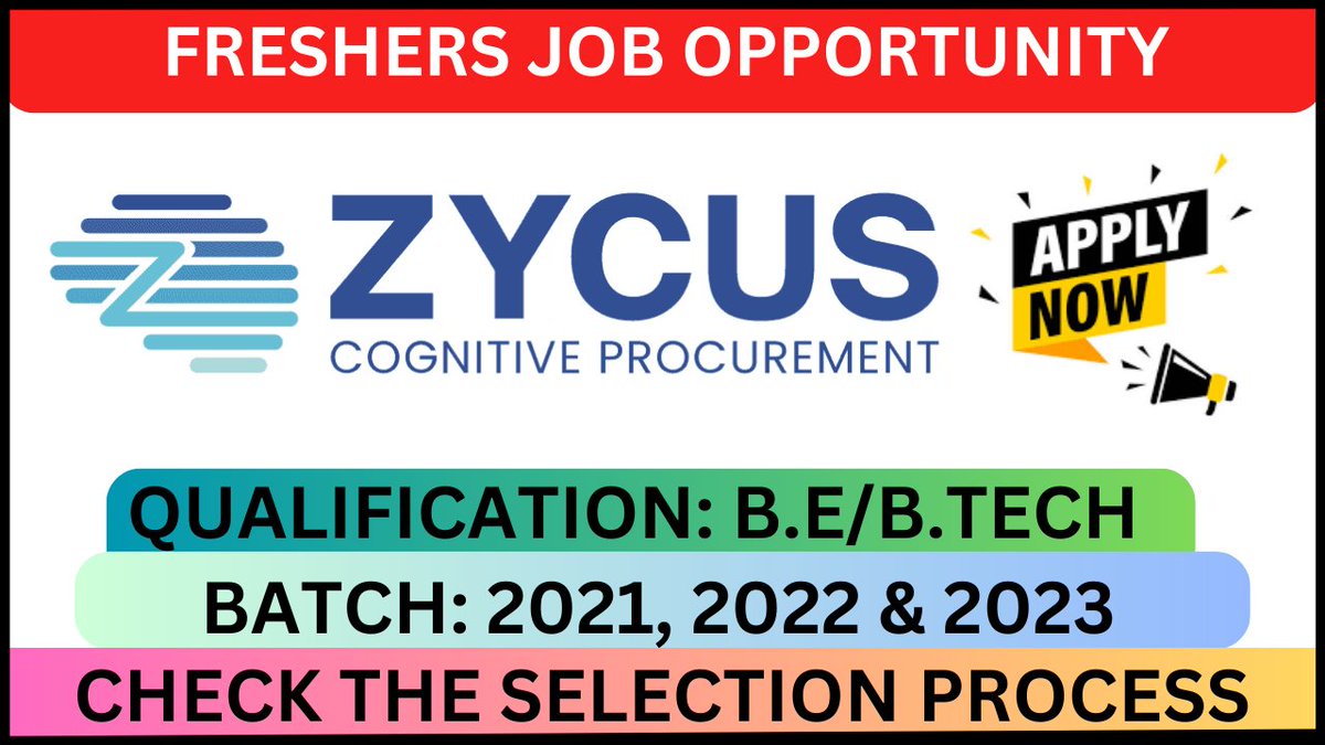 Freshersjobalrt's tweet image. Zycus Hiring For Software Engineer
Qualification : B.E/B.TECH
Batch : 2021/2022/2023
Apply Link : rb.gy/aj0w2
Whatsapp Group Link : lnkd.in/geG6Pc9j

#ZycusHiring #SoftwareEngineerJobs #SoftwareEngineerOpportunity #JoinZycusTeam #ZycusSoftwareEngineer