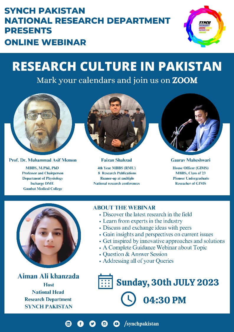 Join us for an informative medical research session. @SYNCHPakistan #MedTwitter #synch #research #Pakistan