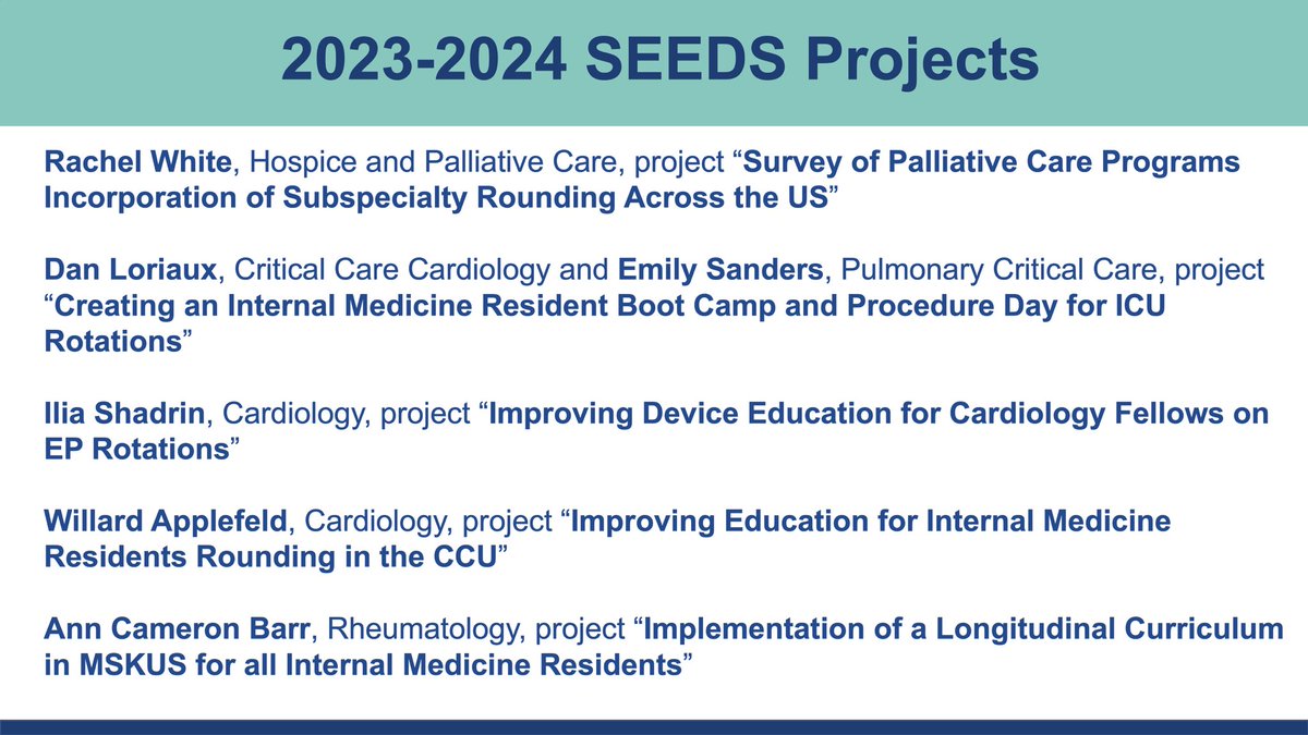 Duke Society for Early Education Scholars (@duke_seeds) on Twitter photo Congrats to the 16 <a href="/dukemedicine/">Duke Department of Medicine</a> subspecialty fellows selected to the SEEDS program and the 5 projects selected for 2023-2024
More info here medicine.duke.edu/education-and-… Congrats to the 16 <a href="/dukemedicine/">Duke Department of Medicine</a> subspecialty fellows selected to the SEEDS program and the 5 projects selected for 2023-2024
More info here medicine.duke.edu/education-and-…