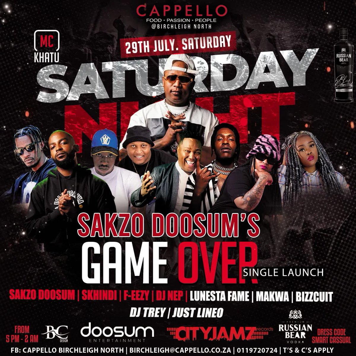 OUT AT <a href="/Sakzo_Doosum/">.</a> SINGLE LAUNCH PARTY TONIGHT AT <a href="/Cappello_Birch/">CappelloBirchleighNorth</a> 🔥🥋🥷🏾