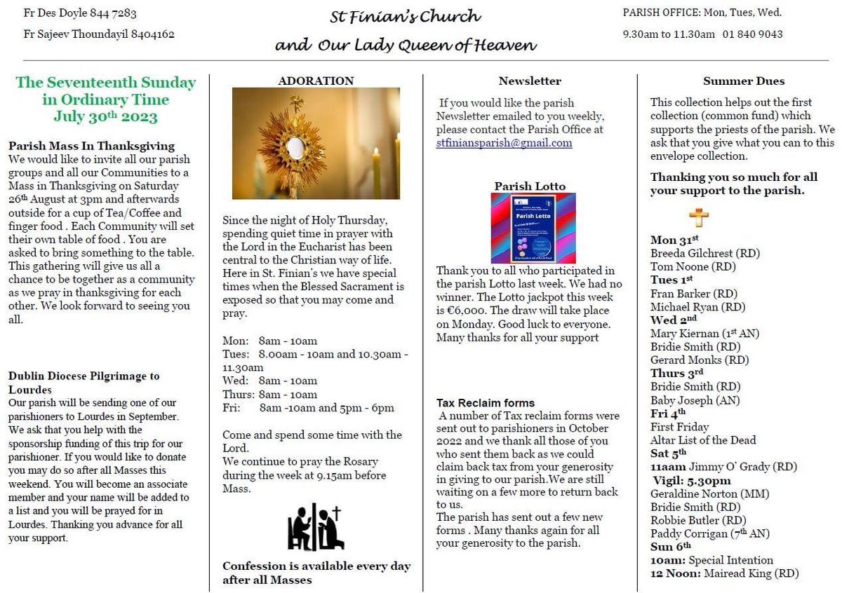 Here is this weeks parish newsletter.
