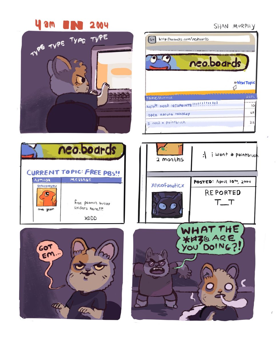 A comic from a few years ago about going on neopets in the middle of the night to Lie