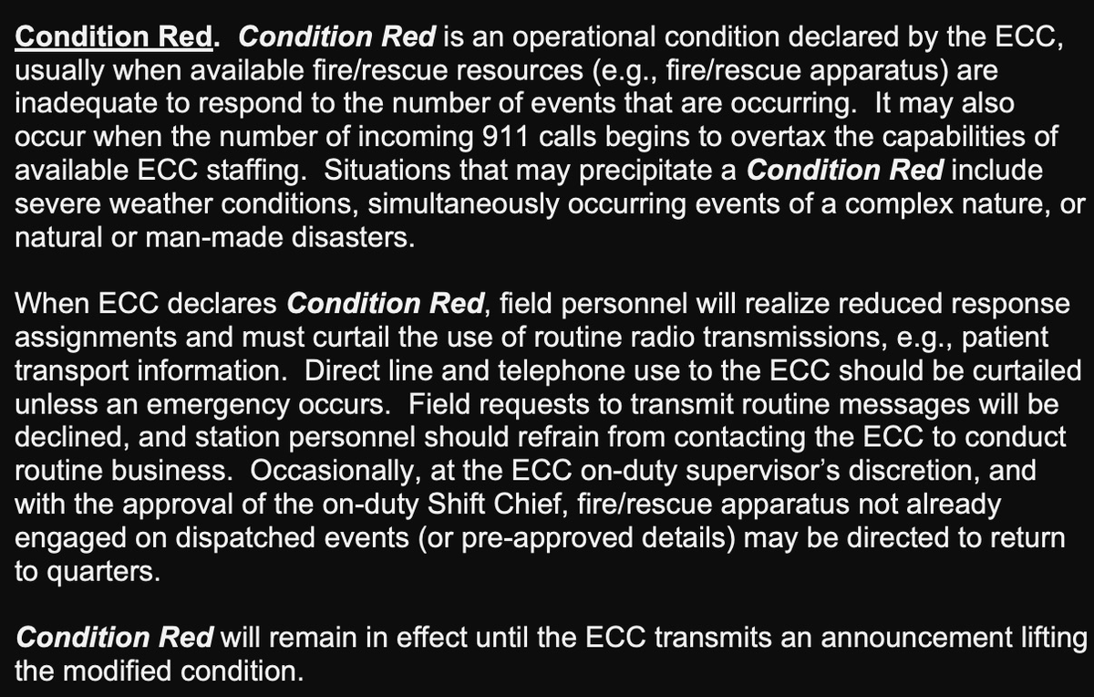 MoCoFireWire's tweet photo. Montgomery County ECC is back on #ConditionRed https://t.co/F7HPlDqInV