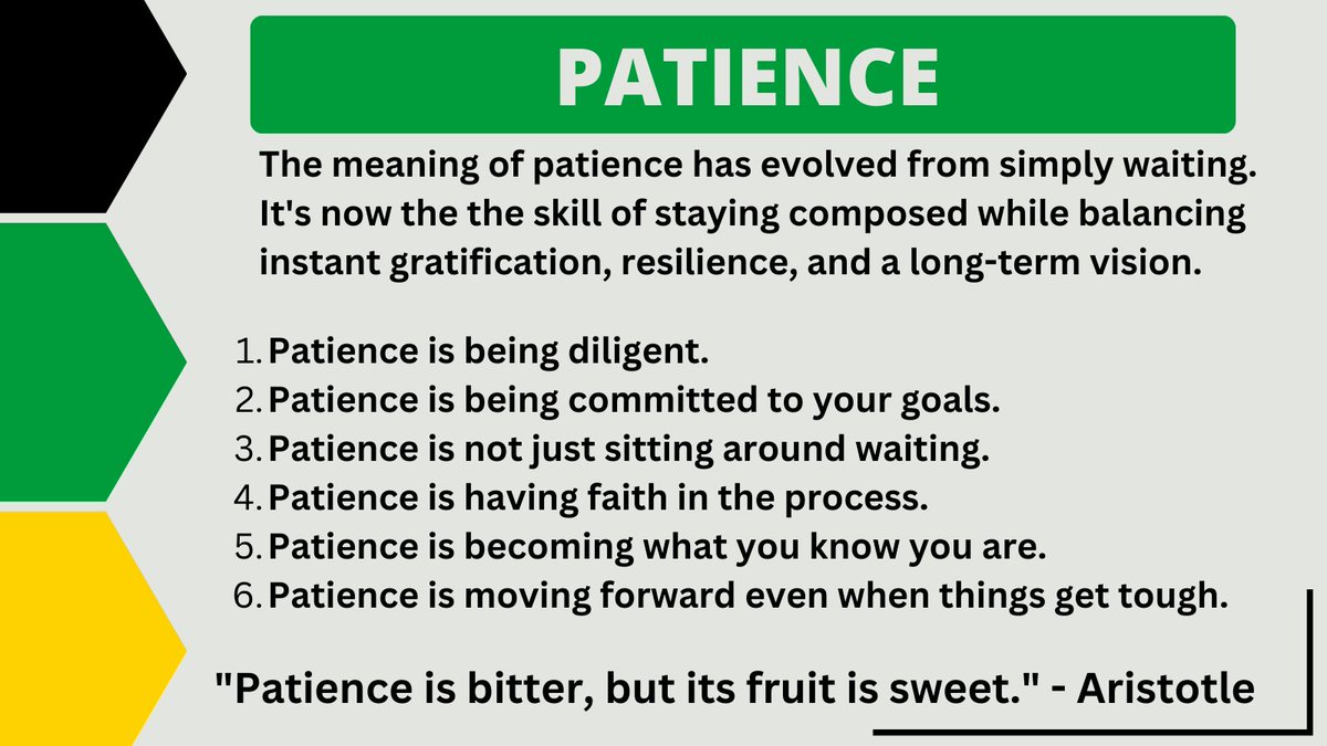 Usain Bolt said, 'I trained 4 years to run 9 seconds, and people give up when they don't see results in 2 months.' Patience is not just sitting around and waiting. Patience is having faith in the process and becoming what you know you are. The meaning of patience has changed👇