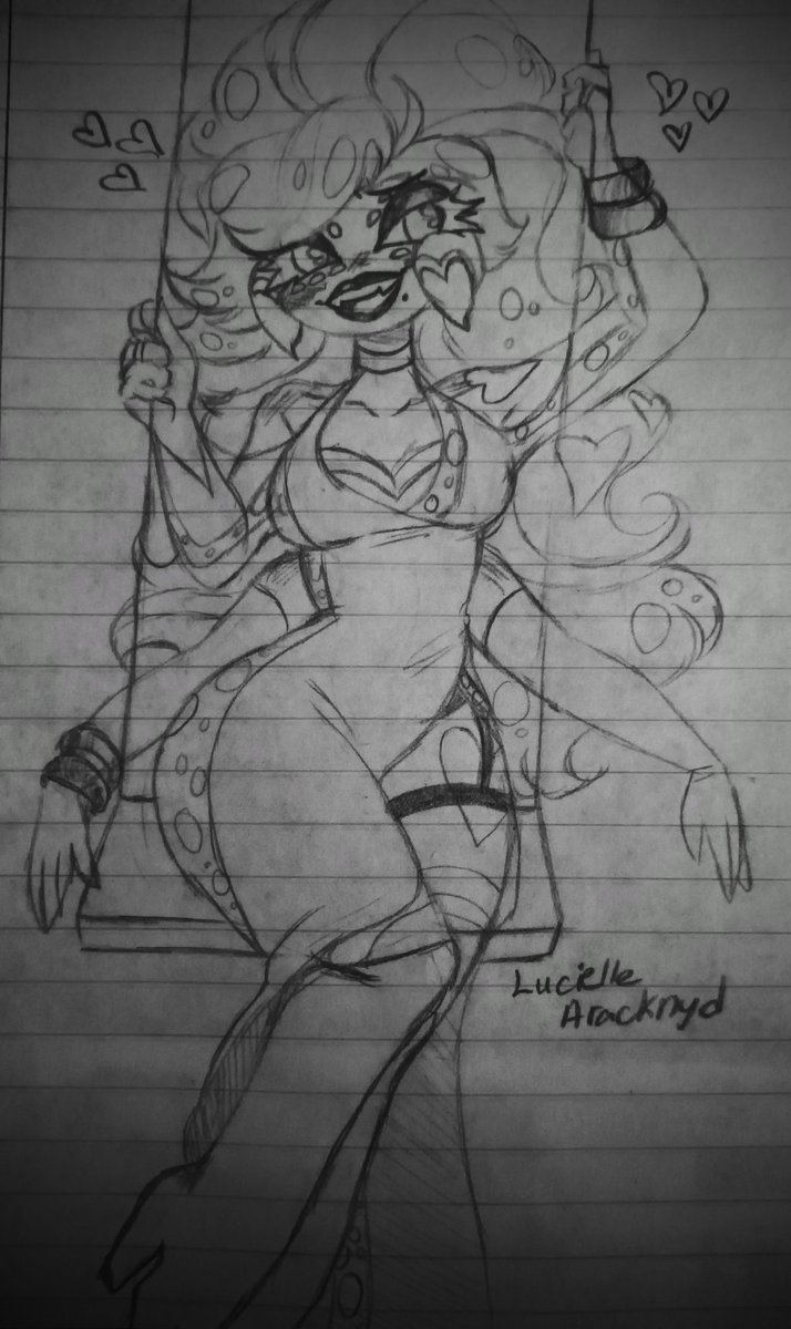 TanyaIsHot's tweet photo. @xXMAMASPOODERXx 
Drew this for fun again. Need to draw spiders again.
(Lucielle Aracknyd)
#artwork #hazbinhoteloc #OC #fanart https://t.co/I0MU1l1BlW