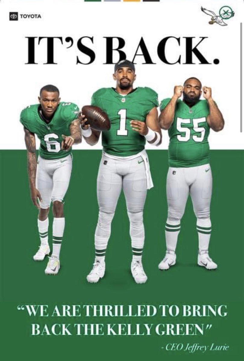 PHLEaglesNation's tweet photo. Apparently Early Leaks of the Kelly Green announcement photos are now surfacing 👀🦅

#Eagles https://t.co/o3d86j2wu3