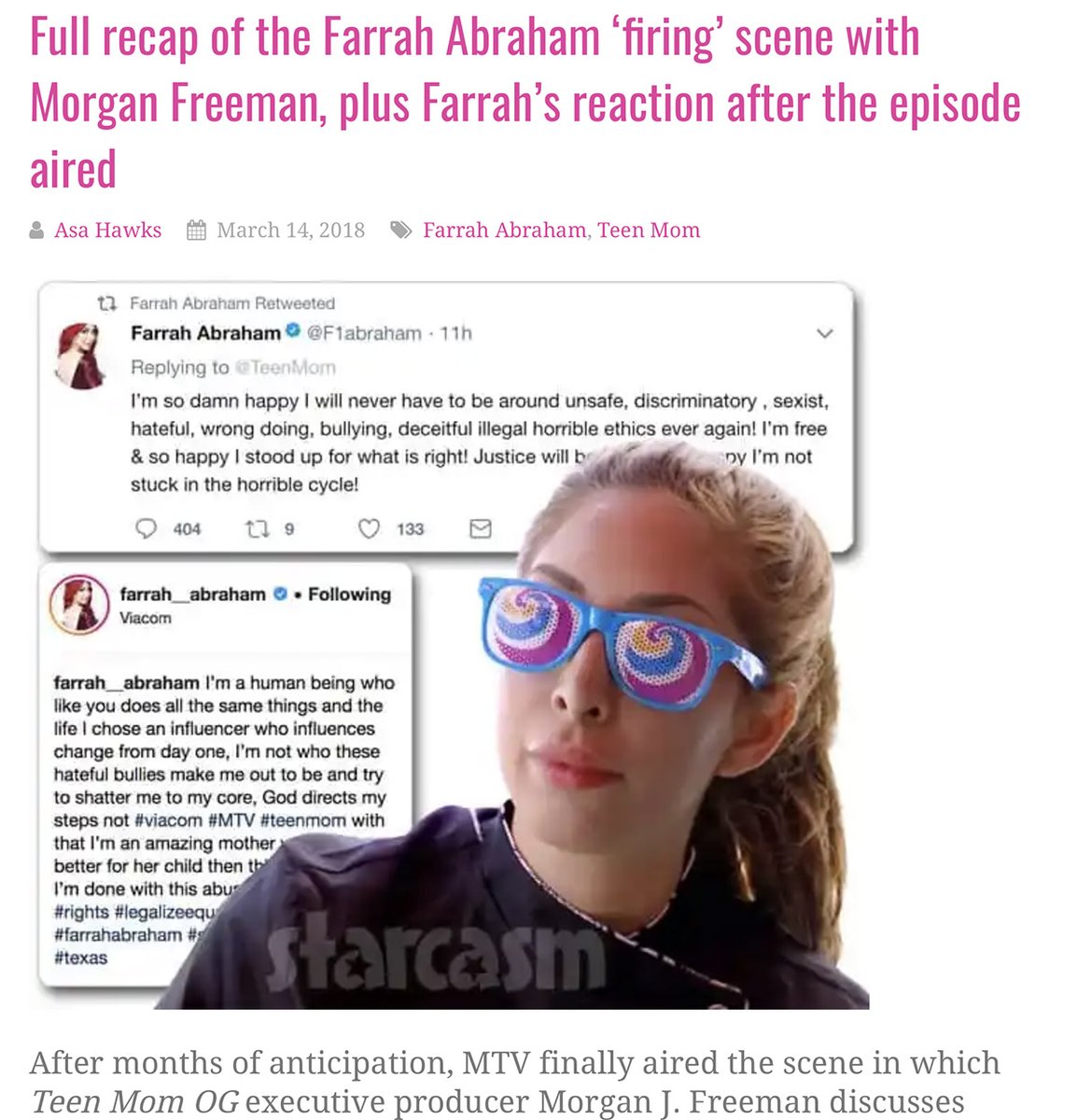 starcasm's tweet image. #TeenMom Farrah Abraham has been rehashing her departure from MTV recently (because @TylerBaltierra joined OnlyFans 😂) and our recap of her "firing" scene with @mjfree is getting A LOT of traffic. Here are some caps and a link. #TeenMomOG starcasm.net/full-recap-far…