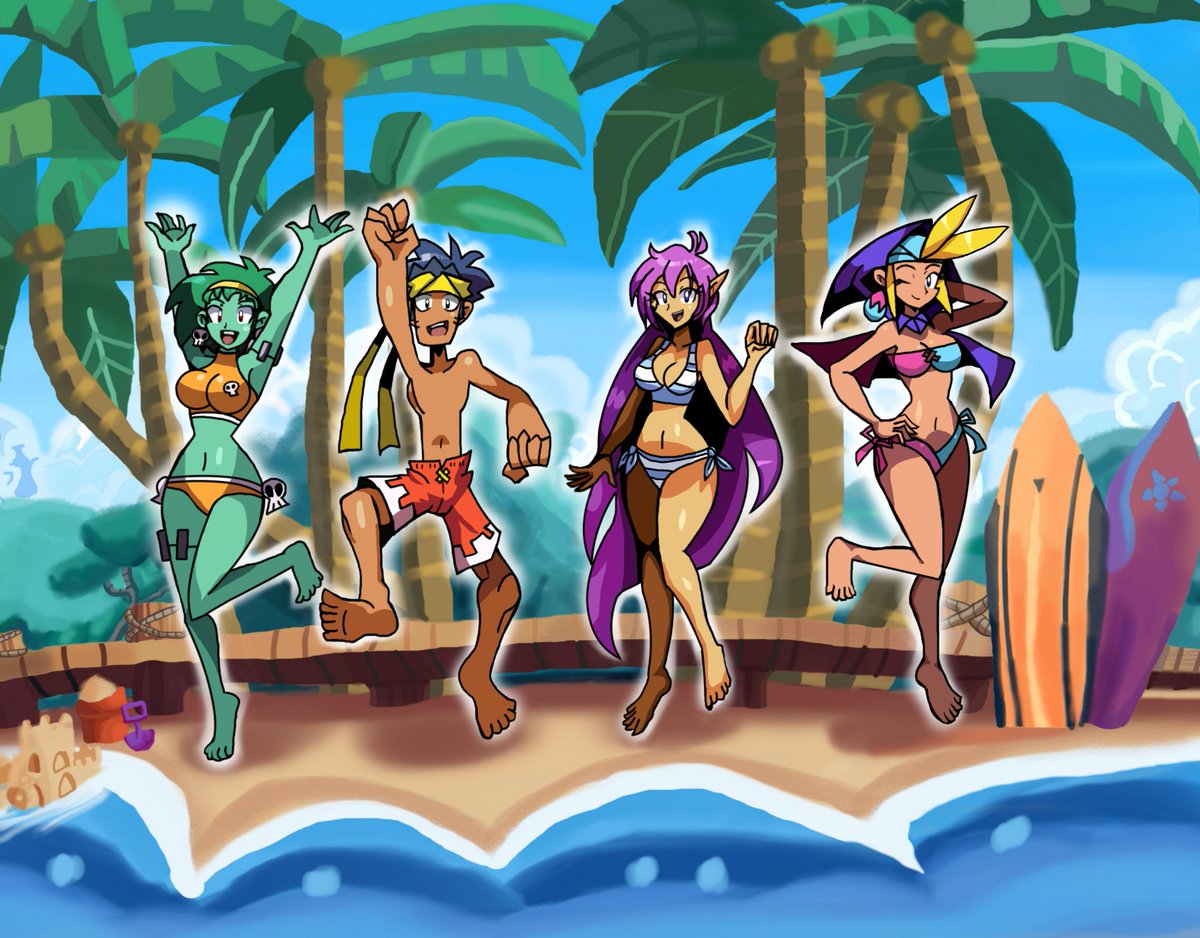 Drawing on Shantae and her fellow friends, goes take some relaxing time together on the beach. Half Genie like her, need some passing time with her loyal friends, don't you think? @WayForward