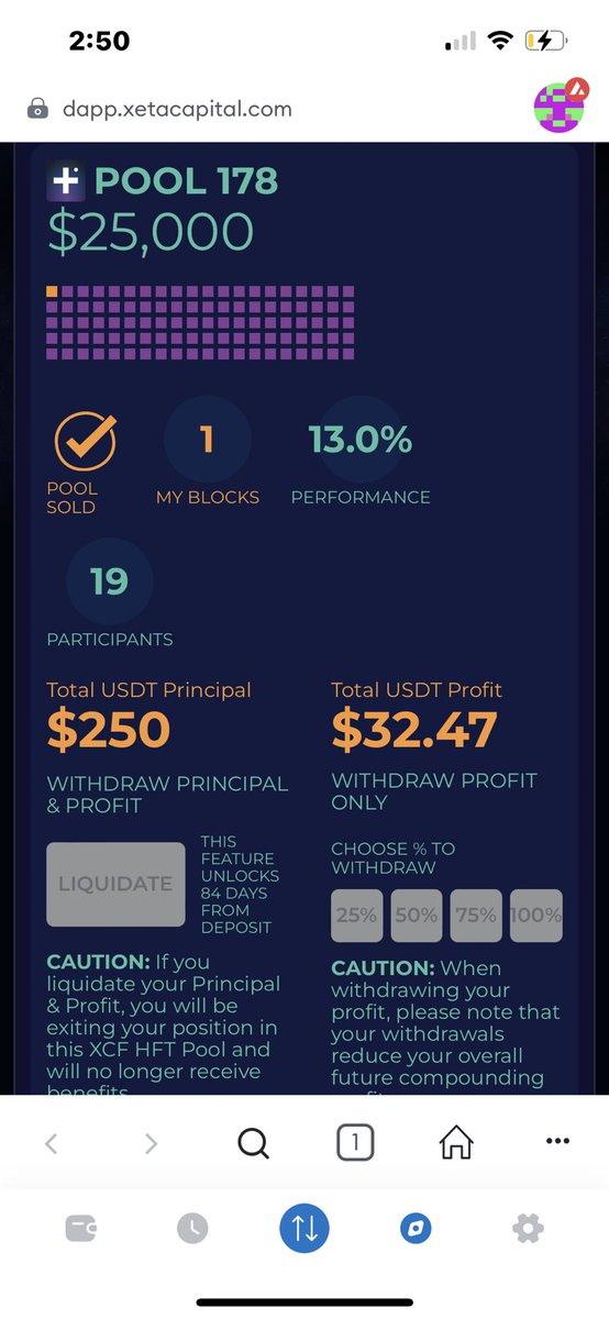 steveeller's tweet photo. Got in another pool.  2nd pool has a 6.3% return in the first week while my first one is now 13%.  That’s how it works. #compounding #defi @XETACapital #XETApays #XETAanniversary https://t.co/SHdVr3F0su