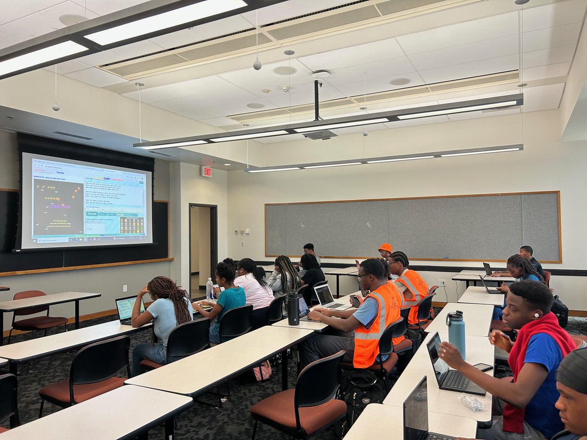 Creative students practiced thinking like computer scientists as they designed fun video games with #English and #AI at Black Engineering Excellence #BEE Camp at <a href="/Virginia_tech/">Virginia Tech</a> <a href="/VTCEED/">VT CEED</a> <a href="/VTEngineering/">Virginia Tech Engineering</a>