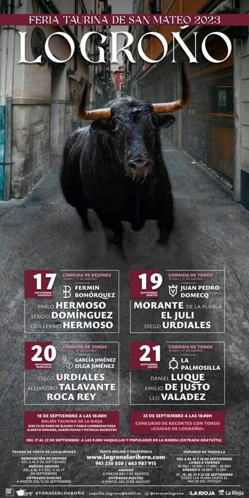 Me gusta esa feria y tiene carteles muy atractivos. Me atrae volver. Ahí están los toreros actuantes y las ganaderias. Feria taurina de San Mateo Logroño.