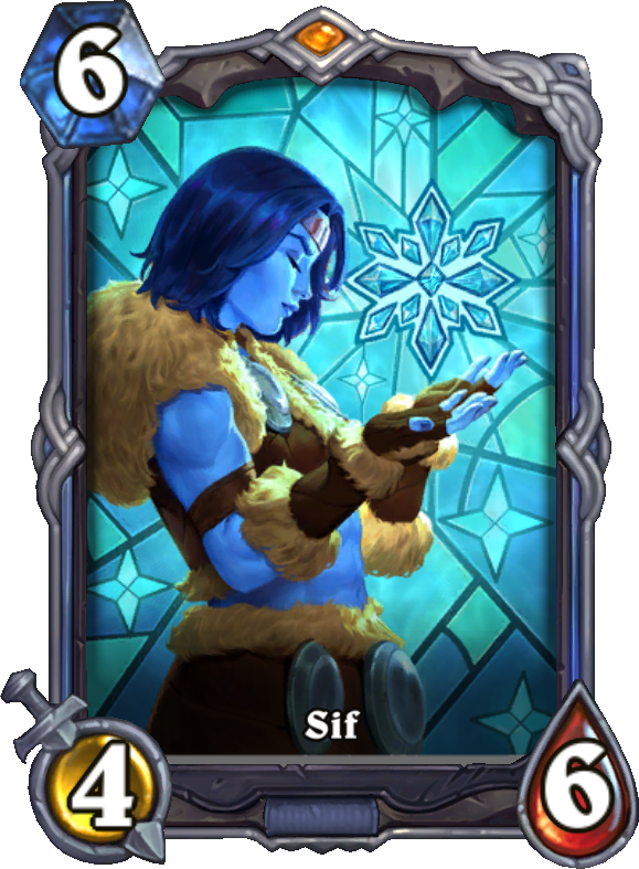 obbigttam1's tweet photo. @HSTopDecks For gameplay it'd have to be Helya but for art Sif's Signature card wins hands down. https://t.co/9oDF19wV28