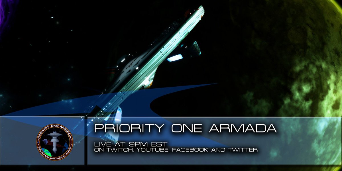 P1Armada's tweet photo. Only a few hours till the start of this week's Priority One Armada LIVE. Tune into Ep271 for all the latest @trekonlinegame and Priority One Armada news. Head over to https://t.co/ixsORNtY3d to join the fun and a chance at some cool prizes.  #STO #StarTrekOnline https://t.co/1yNKBCufWM