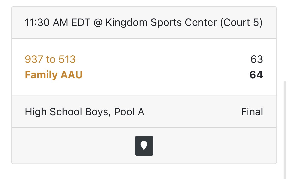 Game 1 came back from a 20pt deficit to get the W 

Also wanna note my 16u boys fought hard for that W against 18/19yo 💪🏽 

Standouts 
<a href="/Raymcclendon13/">Raymcclendon3</a> 19pts
<a href="/Chase48404277/">Chase</a> 16pts
<a href="/KalannBrown/">Kalann Brown</a> 12Pts