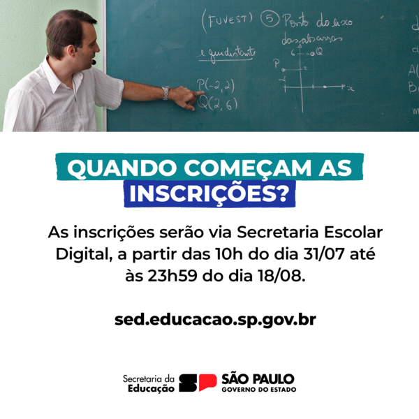 educacaosp's tweet photo. 💻As inscrições serão via Secretaria Escolar Digital – SED: https://t.co/Zz3dZE2jvR, a partir das 10h do dia 31/07 até às 23h59 do dia 18/08.

📝Para outras informações, acesse o site do Programa Multiplica SP#Professores: https://t.co/7NnUg62CAm https://t.co/9rJnBfNKue