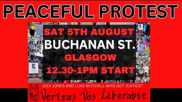krissy1139's tweet photo. Come help right a wrong, come and tell police Scotland #notinmyname!! Demand an independent review for Luke Mitchell and justice for Jodi Jones!! 
BUCHANAN ST 
Start between 12.30-1pm

🏴󠁧󠁢󠁳󠁣󠁴󠁿Scotlands shame 🏴󠁧󠁢󠁳󠁣󠁴󠁿

#justiceforjodi
#justiceforluke
#releasethesamples https://t.co/8nAmNEVTty