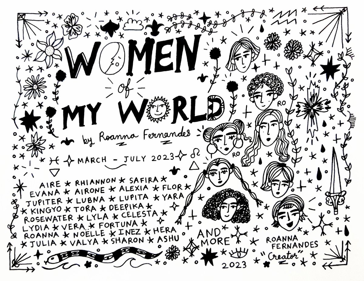 RoannaFernandes's tweet photo. 2️⃣0️⃣2️⃣3️⃣ Women of my World 

by Roanna Fernandes 

Medium: Youva sketchbook 
Tool: a Trusted black gel-ink pen 

#Clothes #Dressingup #LittleWomen #Neptunia #RoannaFernandes #studiojupiter #WomenofMyWorld #WomenofMyWorld23 https://t.co/lFwaoVTNzw