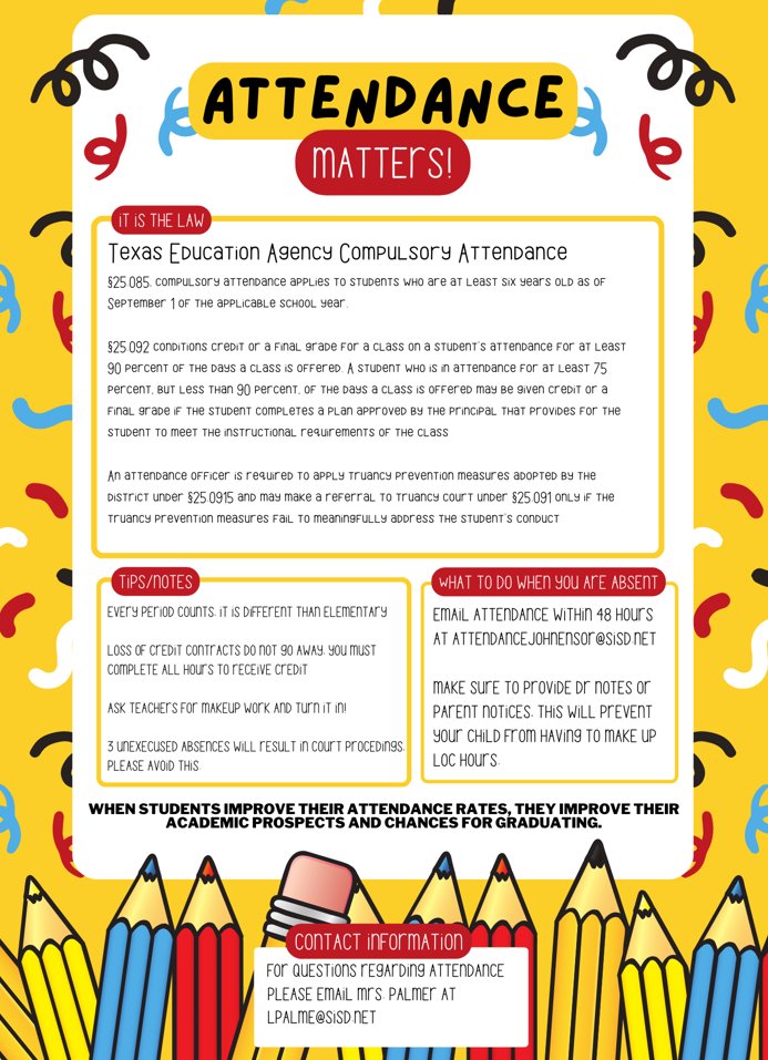 Welcome back Eagles! Here is some important information about Attendance. 

1. FIRST day matters. Students must be present on the first day or they will be dropped &amp; parents will have to re-register them.

2. 1st bell rings at 7:45 am. Tardy bell rings at 8:00 am.
