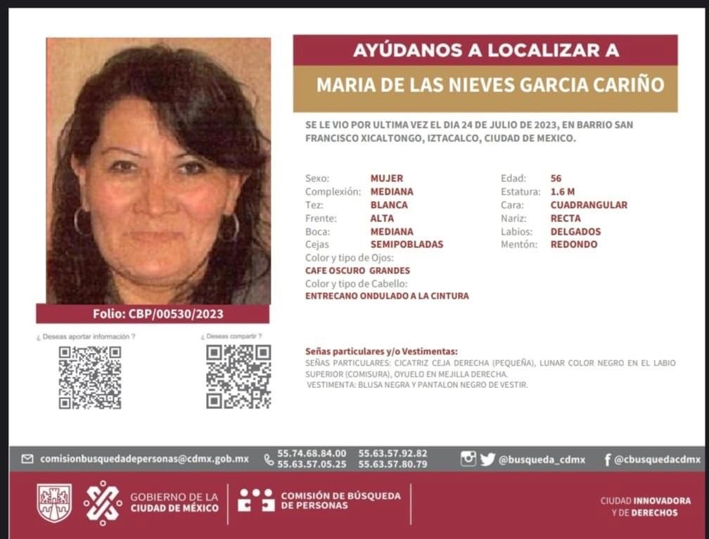 sopitas's tweet photo. ¡Necesitamos tu ayuda! Si sabes algo de María de las Nieves García Cariño, no dudes en comunicarte con @busqueda_cdmx. 

Su familia te lo agradecerá. 🙌 https://t.co/xDQNDyX4Ew
