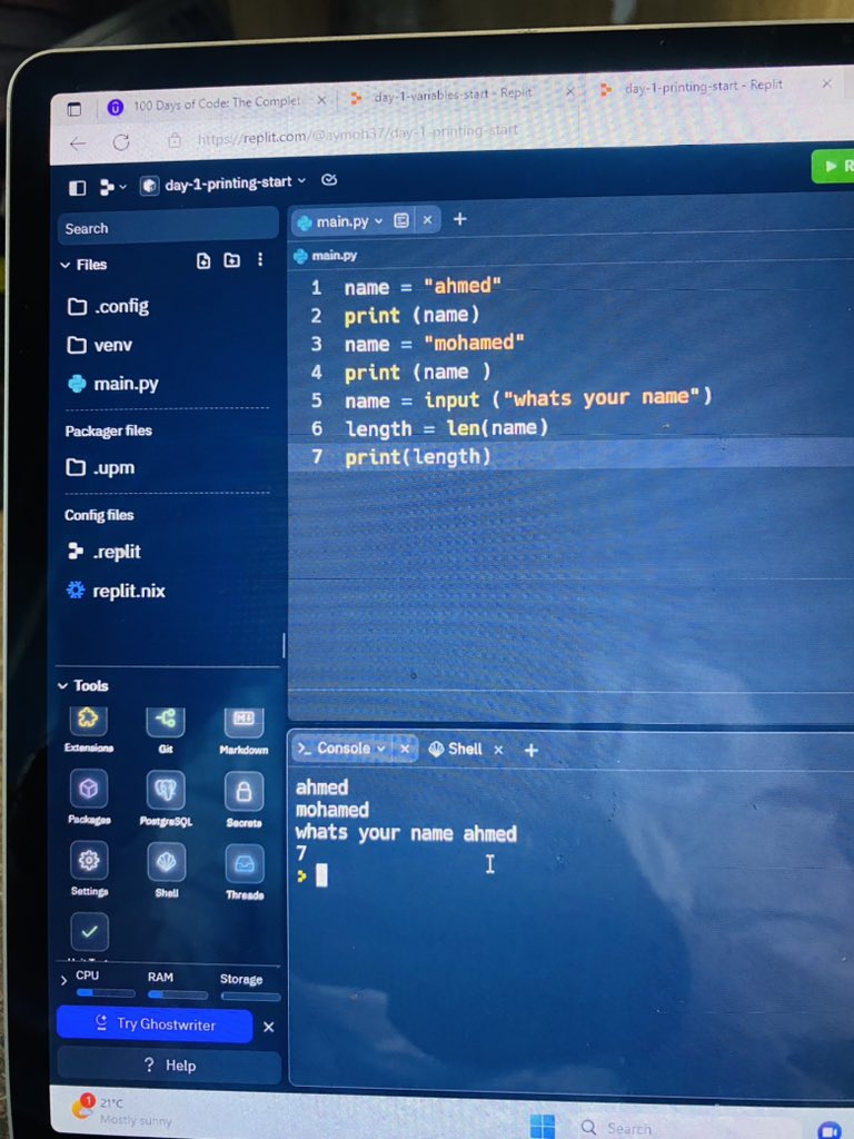 ahmedmoh09's tweet image. Cool frist day of coding 
 #100DaysOfCode 
 #100DaysOfCodePython