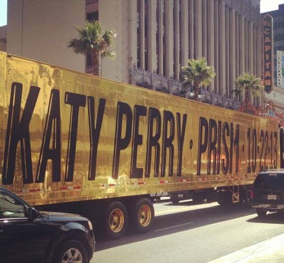 todaykatyp's tweet photo. 10.22.13 | Ten years ago today, the iconic golden truck was seen in Los Angeles announcing Katy Perry new album “PRISM”. https://t.co/U3ANF6Tfpr