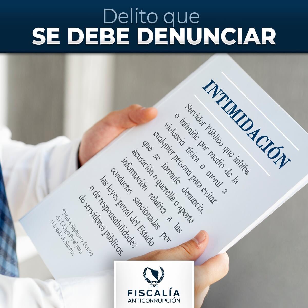 FAS_Sonora's tweet photo. Si algún funcionario te intimida para que no lo denuncies por un posible acto de corrupción, contáctanos y te ayudaremos a presentar una denuncia, y brindarte protección.

Teléfono: 662 198 0430
Correo: anticorrupcion@fiscalia.sonora.gob.mx

#FiscalíaDePuertasAbiertas https://t.co/yHKzYVoKPI
