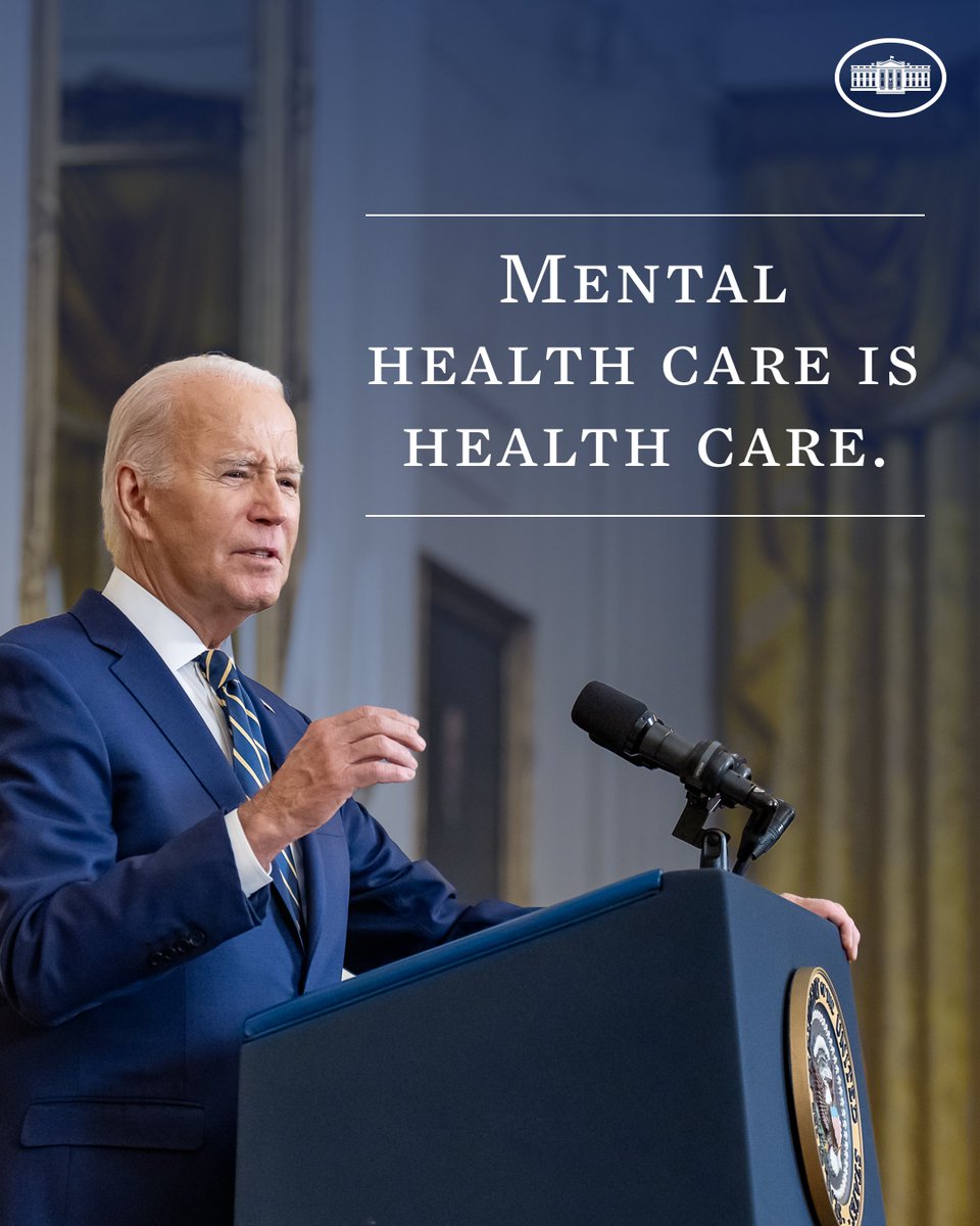 WhiteHouse46's tweet photo. This week, the Biden-Harris Administration announced actions to expand access to mental health care that would require health insurance plans to identify gaps in the mental health care they provide.

This Administration is committed to expanding access to mental health care. https://t.co/56zby0QgAL