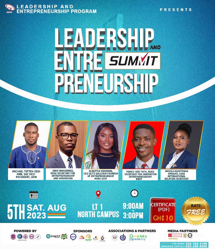 SrcVice's tweet photo. Join me as I deliver a talk on leadership and entrepreneurship building at UEW, Winneba campus (north campus LT1),this coming Saturday, 5th August,2023, where I hope to create a profound impact that will change lives for the better. https://t.co/4gTkVpR7zg