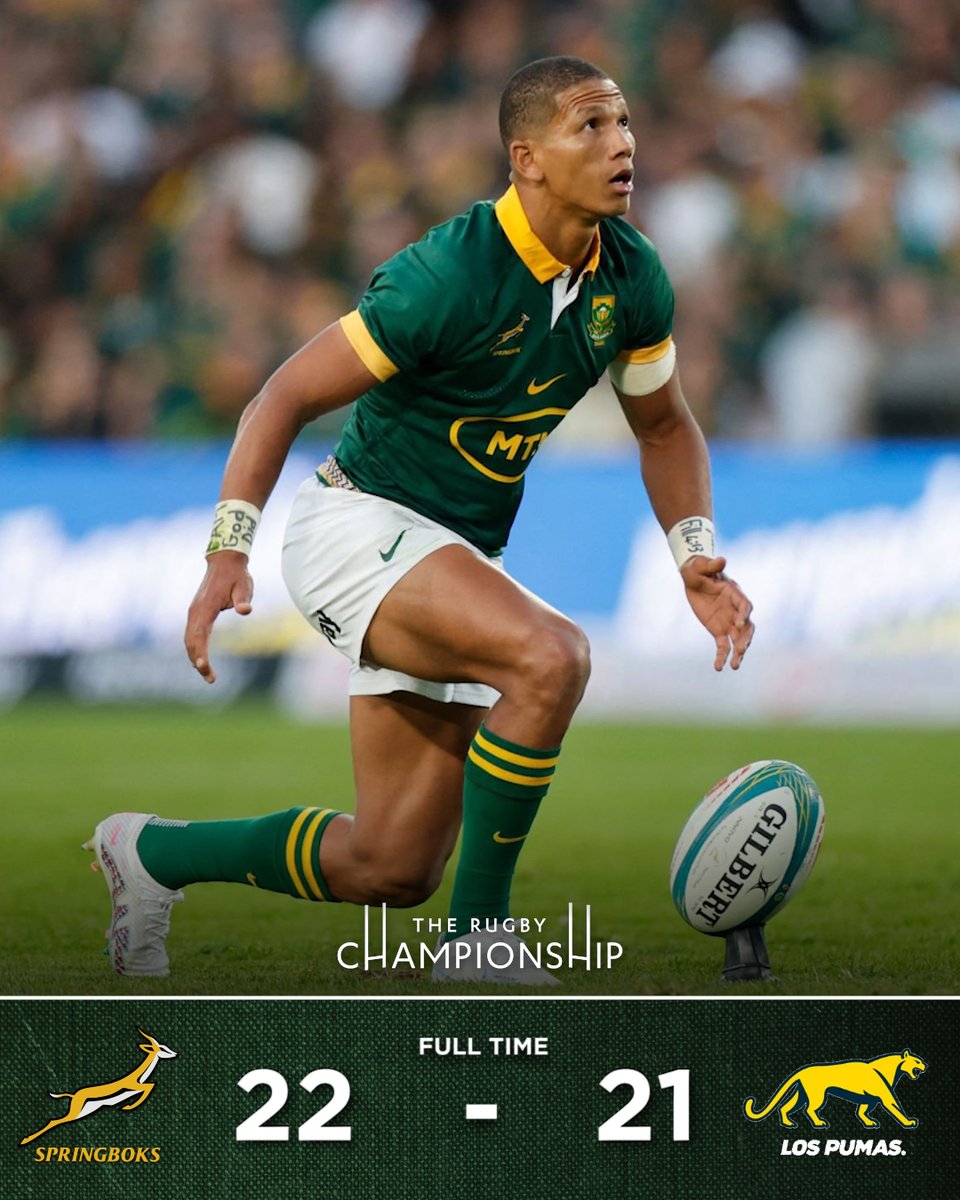 Victory for the @Springboks at Ellis Park 🇿🇦

#RSAvARG #RugbyChampionship