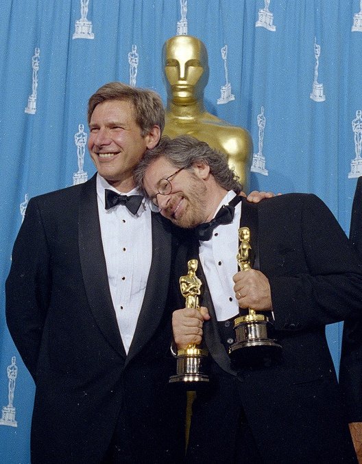 Harrison Ford and Steven Spielberg at the Oscars (1994)