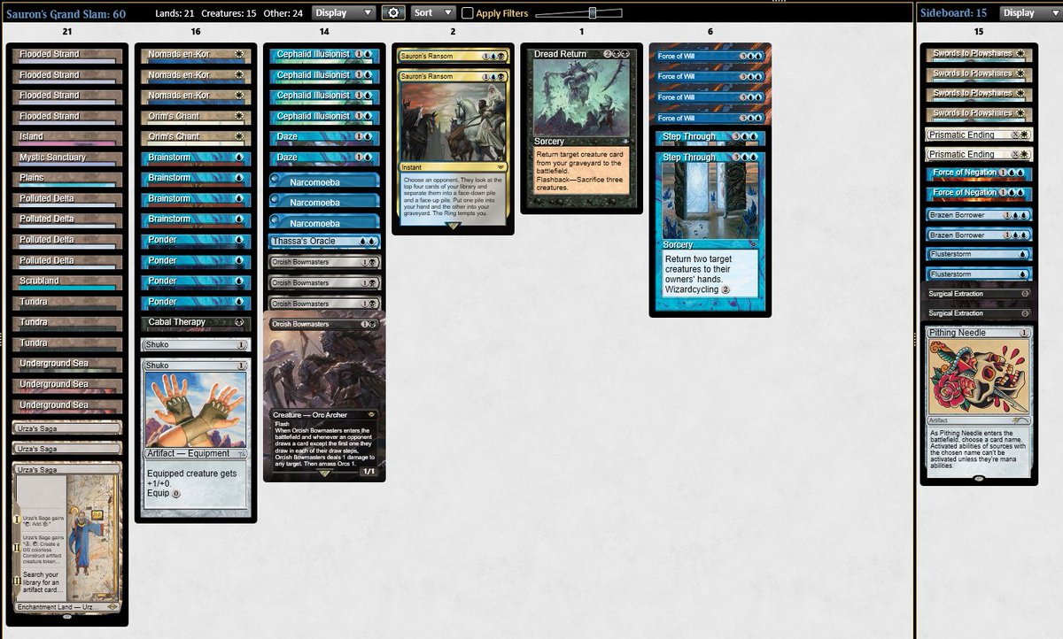 GrapeshotNH's tweet photo. Made top four of the challenge with Orc Breakfast, Counterbalance got me in the end. Scrubland came up when all three of my Underground Seas got hit by Wasteland, 21 lands is a good amount. Orc and Ransom were both really good.

Matchups below! https://t.co/sY2wKrIhrY