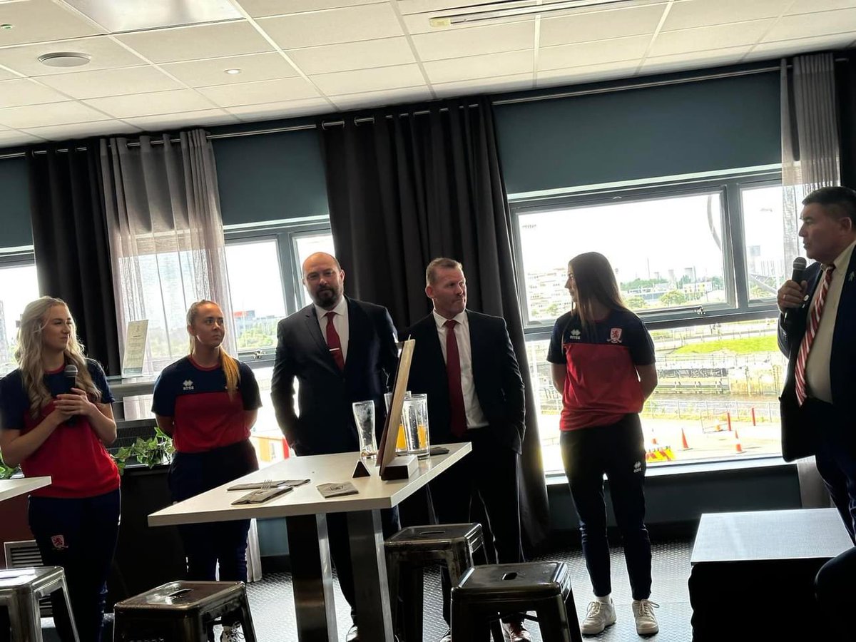 BoroWomen's tweet photo. A great day supporting @Boro in their final preseason match! Some of our players @lwareham1 , @ellen_packham  and @FranWardd attended the game with Manager @mickmulhern6 and General Manager @BenFisher1976 .  It was a great day spending  time with supporters, sharing updates on the season ahead! #UTBW #UTB