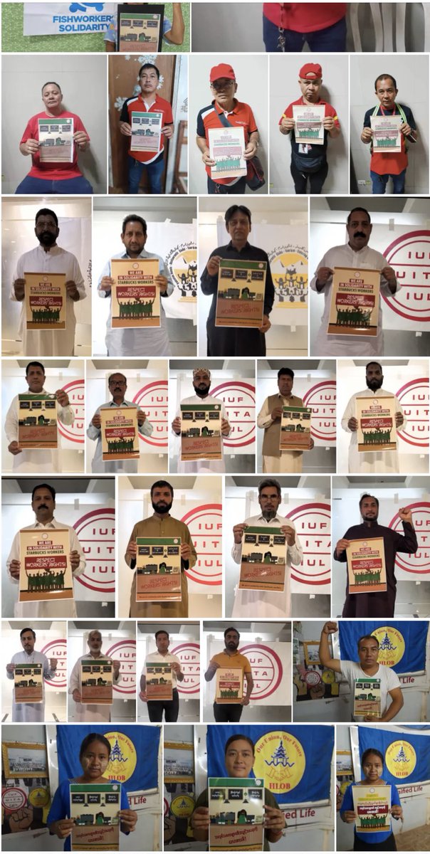 iufap's tweet photo. Workers from Fiji to Japan, Indonesia, Thailand, Cambodia, Myanmar & the Philippines, to India, Pakistan, Bangladesh & Maldives are demanding that Starbucks respect workers’ rights! #TheUnionIsCalling @starbucks negotiate NOW! https://t.co/oK6bYOdWk4