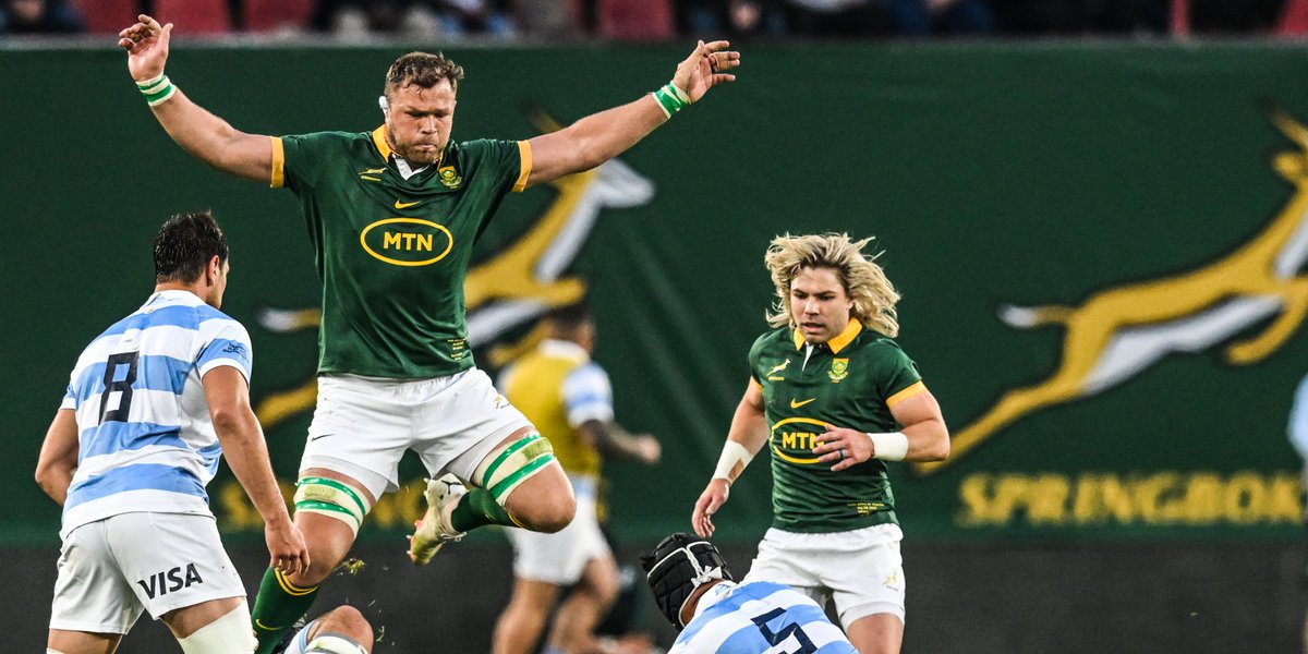 Springboks's tweet photo. Match report: The Boks did enough to outlast the Pumas in a tough scrap in Joburg - more here: https://t.co/9PKxOo5PJ2 ⚡
#StrongerTogether #RSAvARG #Springboks #TRC2023 https://t.co/YdV56m44LN