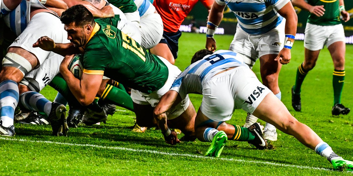 Springboks's tweet photo. Match report: The Boks did enough to outlast the Pumas in a tough scrap in Joburg - more here: https://t.co/9PKxOo5PJ2 ⚡
#StrongerTogether #RSAvARG #Springboks #TRC2023 https://t.co/YdV56m44LN