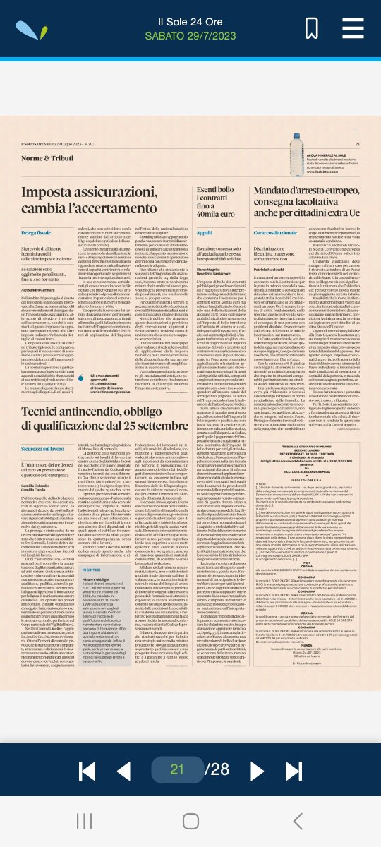 L'estratto del decreto che condanna il Sole 24 Ore per discriminazione pubblicato oggi sul giornale stesso, come richiesto dal Tribunale di Milano