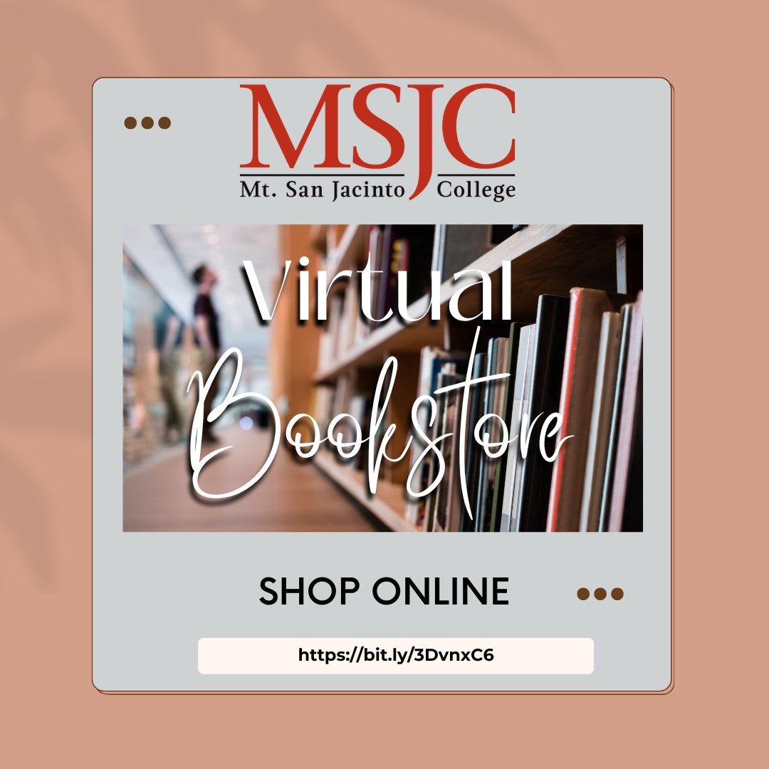 MSJCedu's tweet image. The MSJC Bookstore is now 100% virtual! The new online store offers quick, easy, and worry-free access to required course materials and college supplies. Shop from home or on the go at bit.ly/3DvnxC6
#MSJCBookstore
#VirtualStore